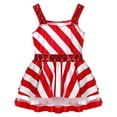 thumbnail image 3 of TiaoBug Kids Girls Chritsmas Candy Cane Costume Sequins Sleeveless Striped Figure Skating Tutu Dress A Red 6, 3 of 7
