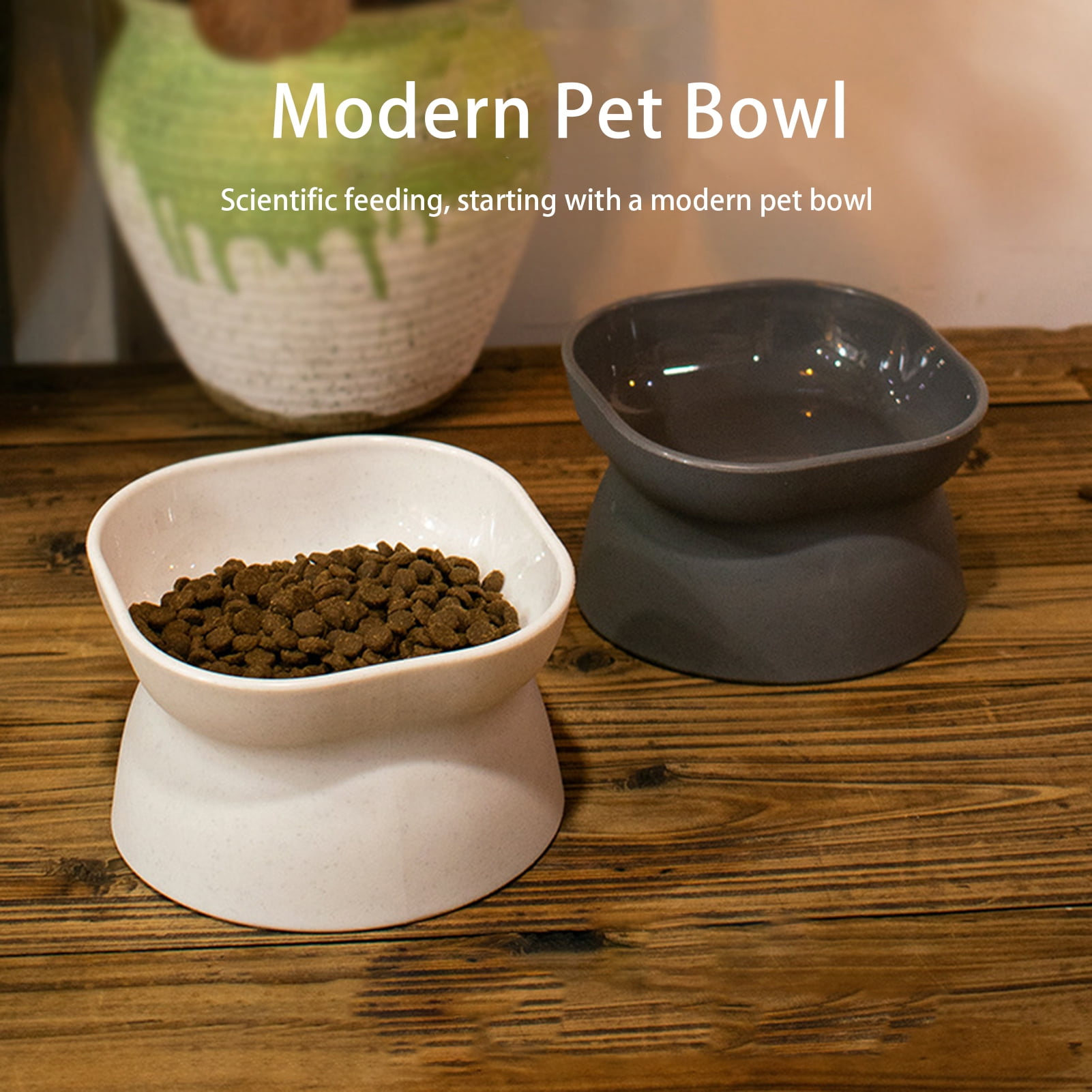 UDIYO Extra Wide Raised Cat Food Bowl, Elevated Cat Bowls AntiVomiting