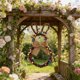 thumbnail image 1 of Guirnalda decorativa para el hogar, 15,7 pulgadas, con forma de conejito de Pascua, ideal para colgar en la puerta principal, escaparates o decoración general de Pascua/primavera. Decoración de escen, 1 of 7