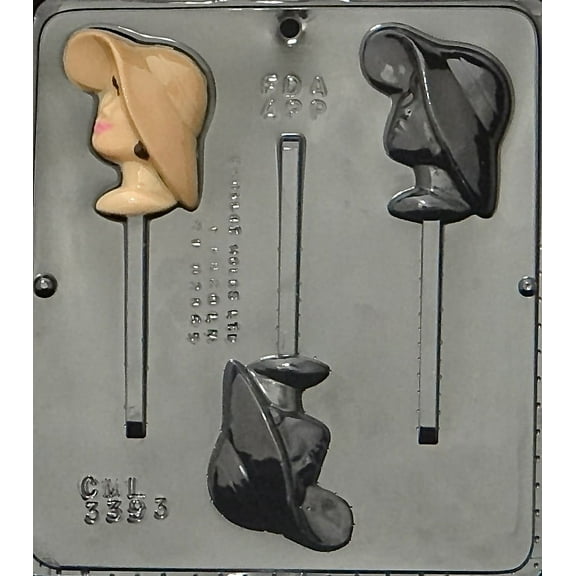 3393 Girl with Hat Lollipop Chocolate Candy Mold