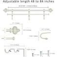 thumbnail image 3 of eTeckram 1" Double Curtain Rod with Albert Finials and holdbacks (48''-84'', Weathered white), 3 of 5