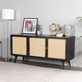 thumbnail image 4 of Pemberly Row Three-Door Solid Wood with Natural Cane Sideboard in Black, 4 of 5