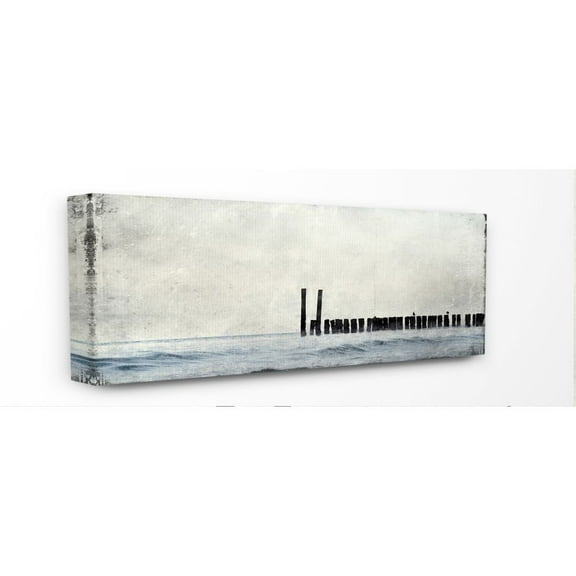Stupell Industries Abstract Ocean Coast Boat Dock Painting Canvas Wall Art by Kimberly Allen