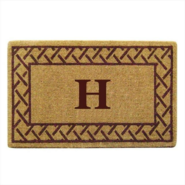Nedia Home 02011J Tapis de Coco Résistant 22 x 36 Po. à Feuilles Persistantes Bord Monogramme J