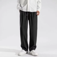 thumbnail image 1 of Pantalones de seda de hielo para hombre, nuevo estilo, holgados, drapeados, pierna recta, pantalones de chándal informales de pierna ancha, pantalones de moda para hombre, 1 of 5