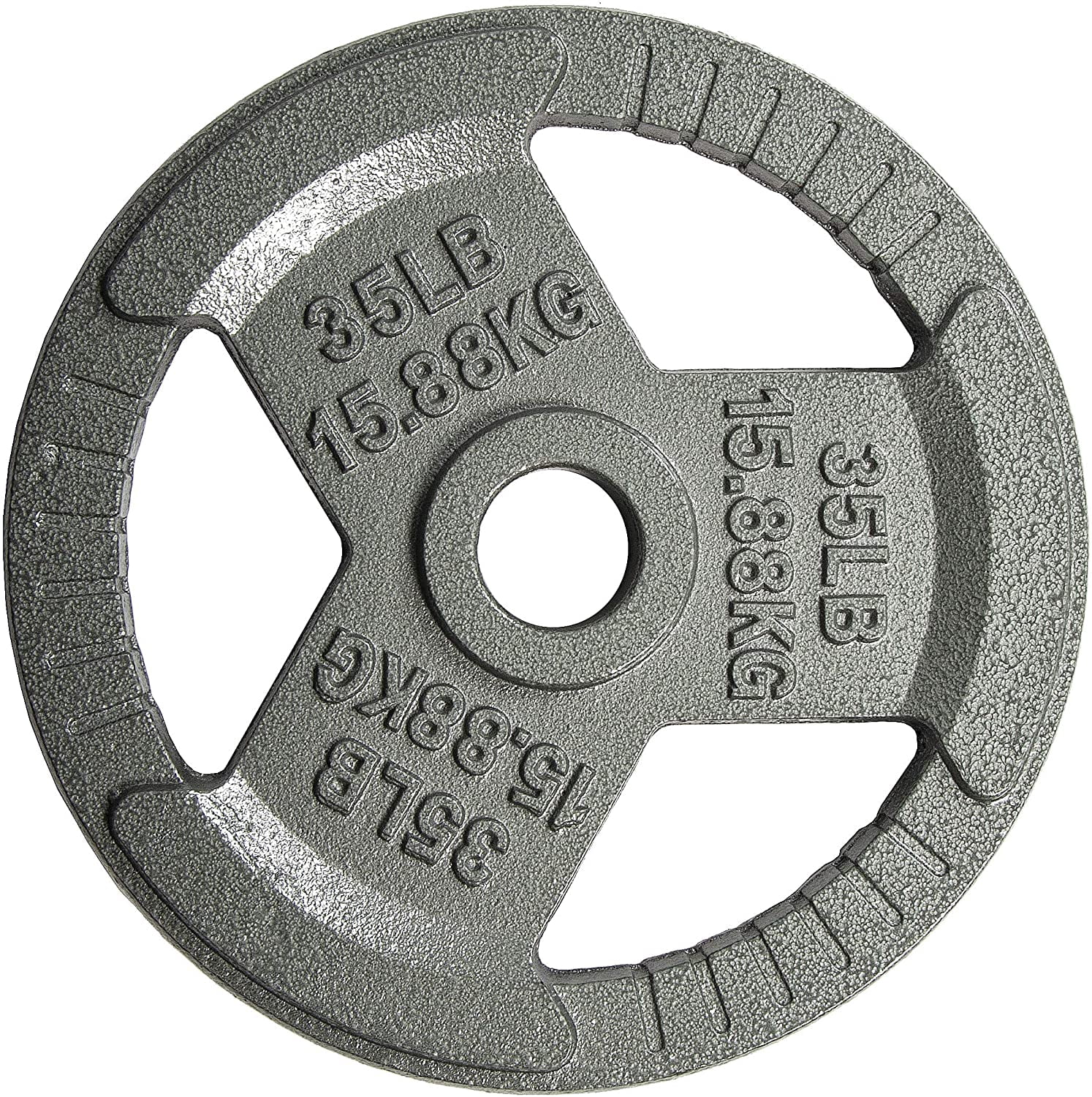 BalanceFrom Tri-Grip Cast Iron Plate Weight Plate for Strength Training, Weightlifting and Crossfit, 2-Inch, 35lbs Single