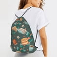 thumbnail image 6 of XMXT Unisex Drawstring Backpack for Women Men, Watercolor Dessert Illustration Waterproof Gym Bag String Bags for Shopping Sport Travel, s, 6 of 8