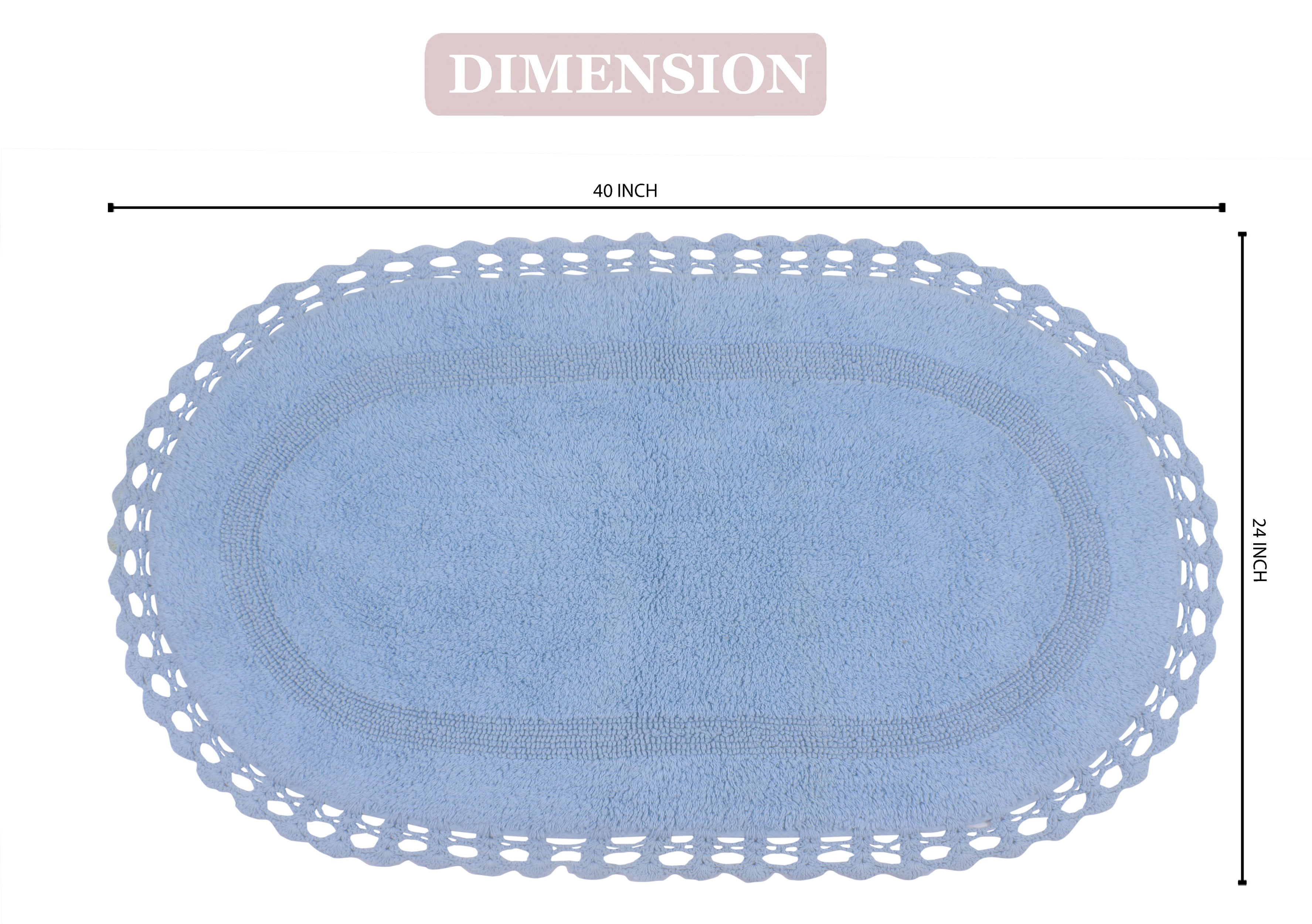 Home Weavers Hampton Crochet Bath Mat 100% Cotton Bathroom Rugs Set, Washable Rug, Extra Soft and Absorbent bath Rug, Kitchen Mat, Bath Mat Set, Bath Floor Mat Reversible, 24"x40" Rectangle, Blue