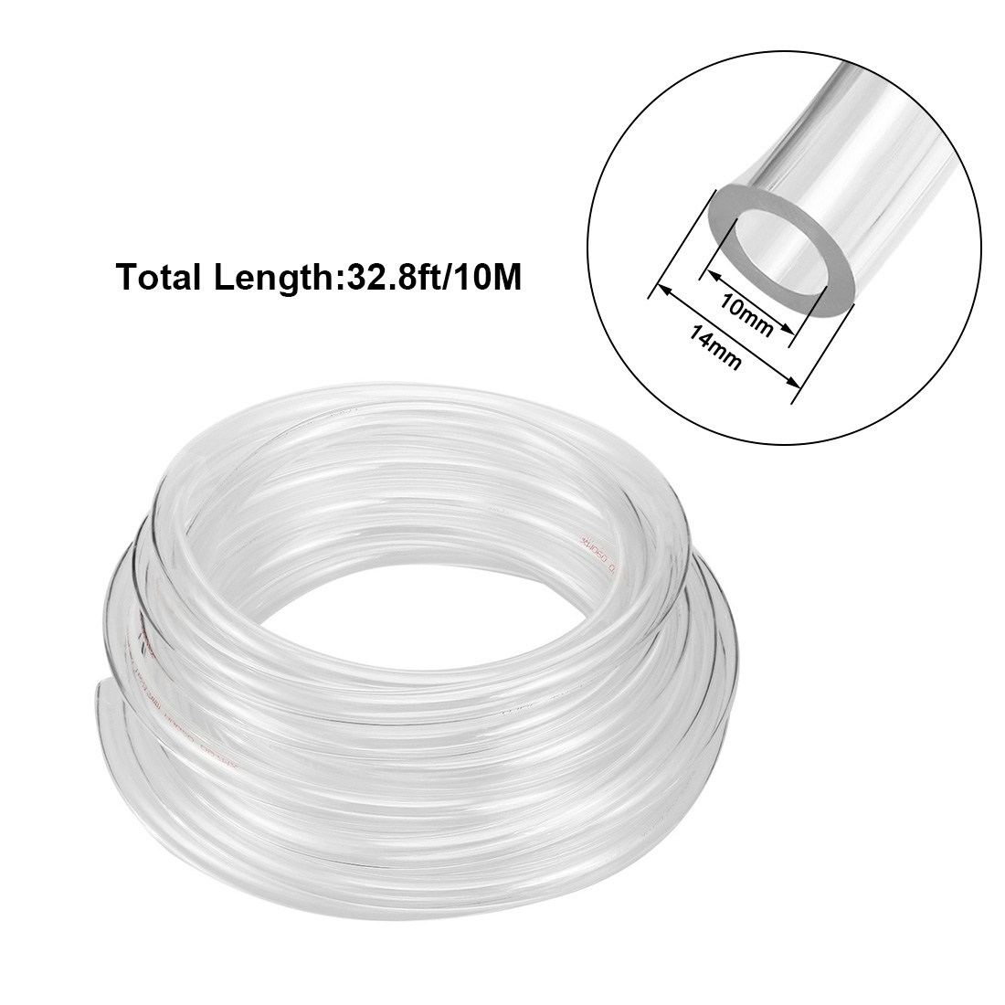 Unique Bargains 14mm X 10mm Pneumatic Air PU Hose Pipe Tube 10 Meter Clear