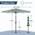 thumbnail image 4 of 10FT Outdoor Patio Umbrella with 8 Sturdy Ribs, Crank Lift and Push Button Tilt, UV Protection Waterproof Market Table Umbrella for Pool Deck Yard, Tricolor Stripes (Base NOT Included), 4 of 6