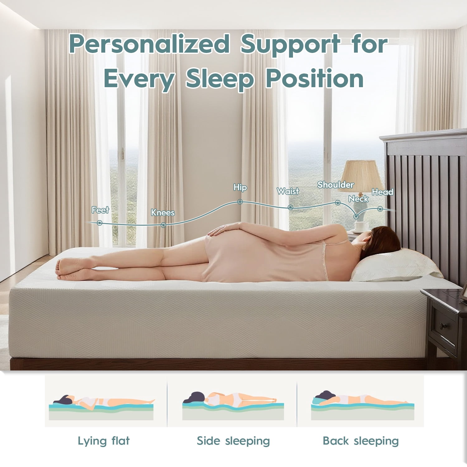 WARMKISS 10 Inch King Cooling Gel Memory Foam Mattress CertiPUR US Certified Fiberglass Free Pressure Relief Bed in a Box
