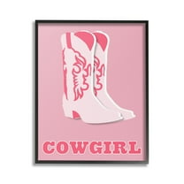 Stupell Industries Pastel Blush Cowgirl Boots Beauty & Fashion Painting Black Framed Art Print Wall Art, 16 x 20