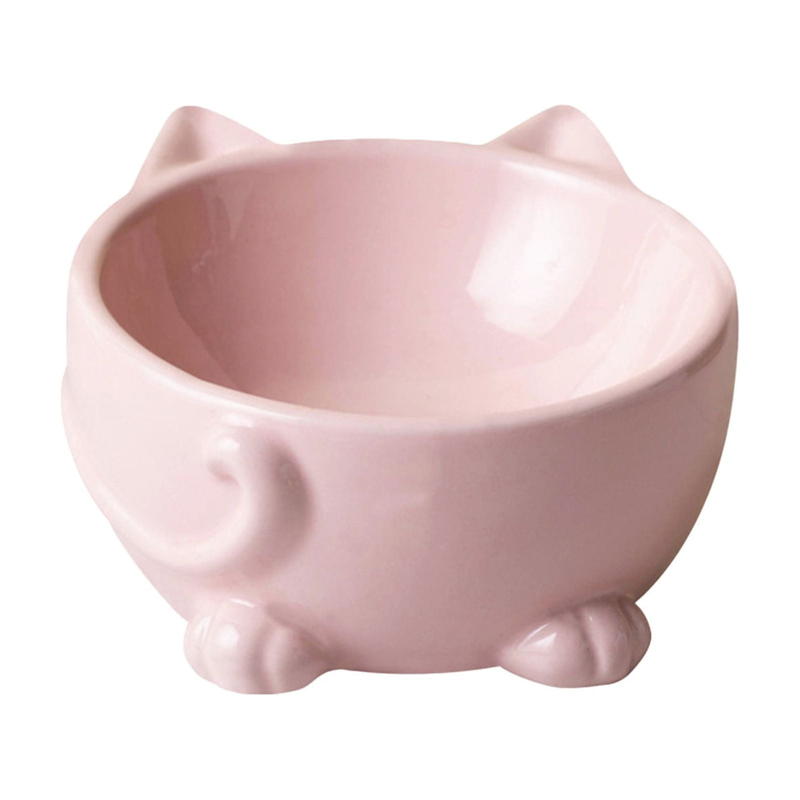 Lunxisen 4 Pcs Elevated Cat Food Bowl, Ceramic Raised and Tilted Water Bowl, Anti Vomiting and Protect Pets' Spines Dishes for Small Dog, Fat Faced Cat, Kitten