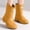 Yellow, variant on Women Mid Calf Waterproof Rain Boots, Matte Rubber Mountain Logo Patch Mud Boots, Textured Heel Chunky Tread Non Slip Sole Gardening Camping Shoes Yellow 40