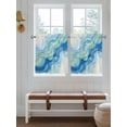 thumbnail image 2 of Turquoise Blue Marble 2 Panel Kitchen Curtains for Small Windows, Abstract Art Modern Fluid Marble Bathroom Tier Curtain, Short Window Treatment for Bedroom/Living Room 55"x36", 2 of 6