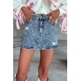 thumbnail image 6 of Women's Dusk Blue Rhinestone Distressed Denim High Waist Mini Skirt - [ZhiHiMeRi] | (US 12-14)L, 6 of 8
