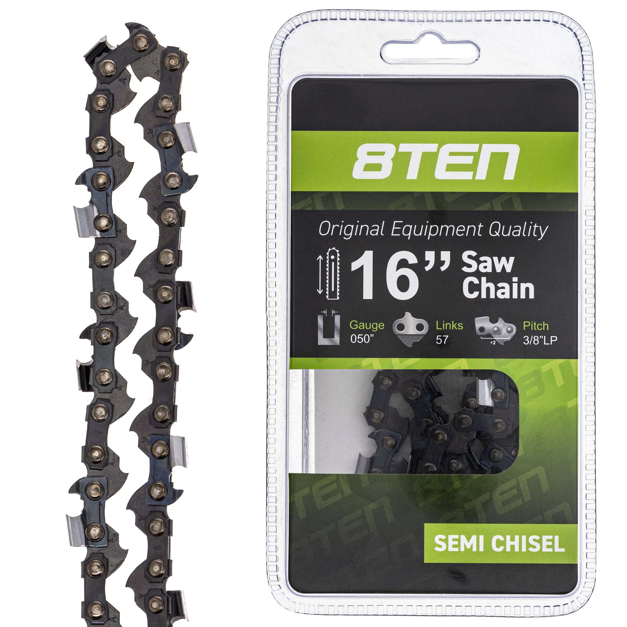 Chainsaw Chain Blade Replacement 16''inch 57 Links 3/8''LP .050 Gauge56DL steel 