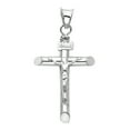thumbnail image 2 of 14K White Gold Crucifix Cross Charm Pendant with 1.1mm Wheat Chain Necklace - 22", 2 of 4