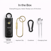 POLICE Personal Safety Alarm Keychain, 130DB Loud Rechargeable Emergency Alarm with LED Flashlight & SOS, Self Defense for Women, Kids, Seniors, Black