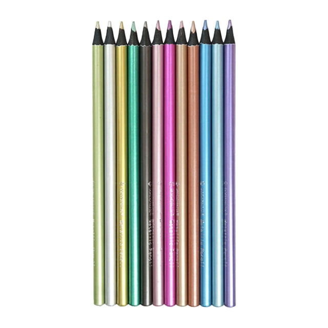 Under 10 Pen 12x Metallic Colored Pencils 12 Color Soft Core Art Coloring Drawing Pencils for Adult Coloring Book Sketch Crafting Projects