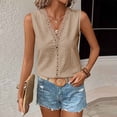thumbnail image 5 of fheaev Tank Top for Women Solid Color V-Neck Sleeveless Loose Fit Casual Summer Blouse, 5 of 9