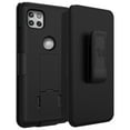 thumbnail image 3 of Nakedcellphone Case with Clip Compatible with Motorola One 5G Ace, Slim Kickstand Phone Cover [Grid Texture] with [Rotating/Ratchet] Belt Hip Holster Accessory Combination for Moto XT2113, 3 of 10