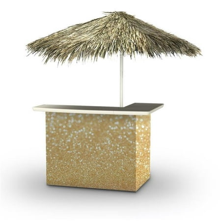 Best of Times 2001W2500P Glitter Me Gold Palapa Portable Bar & 6 ft. Square Palapa Umbrella, (Best Gold Bars To Purchase)
