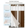 thumbnail image 2 of No Hook Cloth Fabric Shower Curtain with Snap in Liner, Brown White Stripe Waterproof Shower Curtains Set with See Through Top Window, Modern Rustic Vertical Striped Bath Curtains Shower 54"x78", 2 of 6