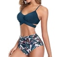 thumbnail image 6 of gakvbuo Summer Savings Clearance High Waisted Bikini Sets For Women 2 Piece Swimsuit Wrap Push Up Wrap Bikini Set Swimwear Twist Front&nbsp;Tummy Control Bathing Suits With Bottom, 6 of 9