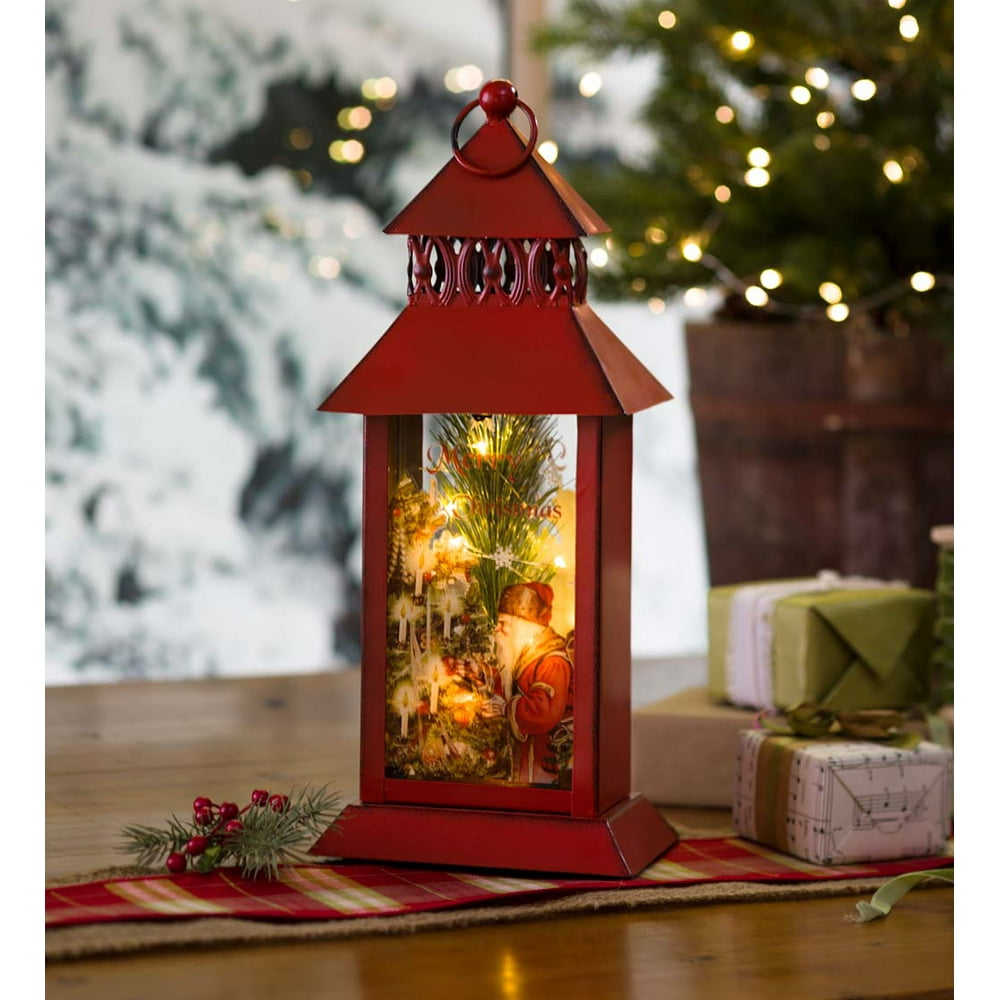 Metal Christmas Lantern with String Lights