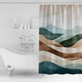 thumbnail image 2 of Teal Brown Ombre Shower Curtain, 60" x 72", Abstract Art Modern Waves Waterproof Bathroom Curtain Washable Shower Curtain Set with 12 Hooks, 2 of 6