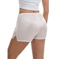 thumbnail image 3 of INSPIRE CHIC Mother's Day Women's Side Slits Ice Silk Knickers Loose Fit Mid-Waisted Full Coverage Solid Slip Shorts M Apricot, 3 of 5