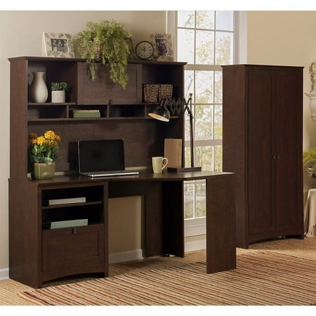 Buena Vista Corner Desk With Hutch And Tall Storage Cabinet In