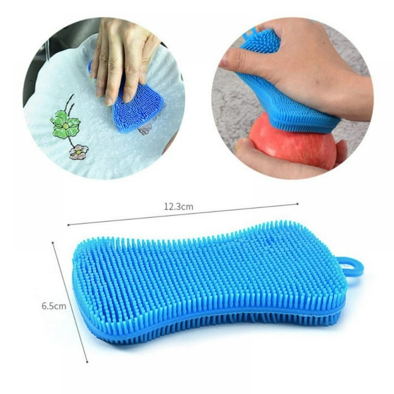 Silicone Sponge Dishwashing And Kitchen Scrubber, Reusable, Double