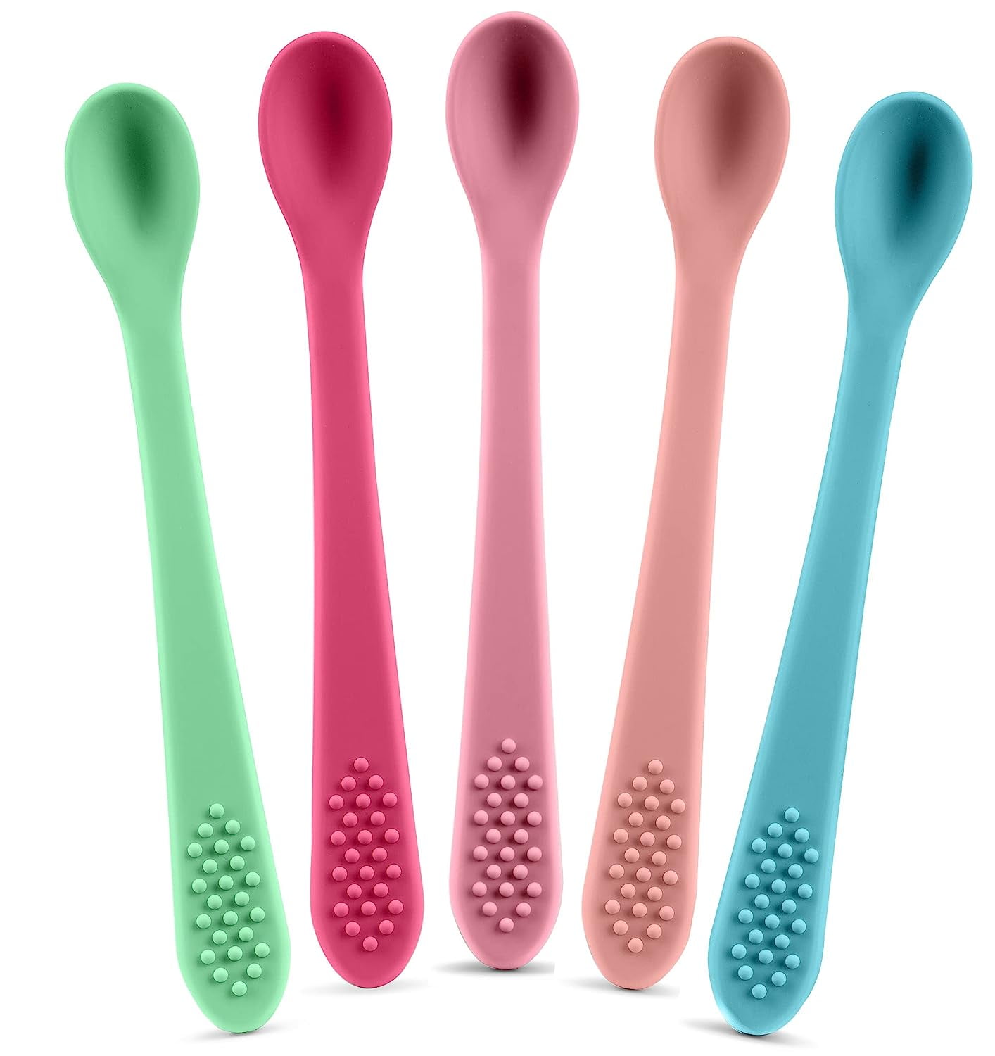 Best First Stage Baby Infant Spoons, 5Pack, Soft Silicone Baby Spoons