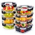 thumbnail image 1 of Sorbus Round, Rectangular Glass Meal Prep Containers Set of 8 with Airtight Lids (16pcs), 1 of 7