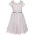 thumbnail image 1 of Little Girl Cap Sleeve Lace Top Chiffon Holiday Easter Flower Girl Dress (20JK53S) Off White 2, 1 of 3