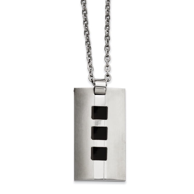 Pendentif Collier Rectangulaire Noir en Acier Inoxydable 24 Pouces Forme Géométrique