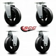 thumbnail image 2 of 6 Inch Rubber on Cast Iron Caster Set with Roller Bearings 2 Swivel 2 Rigid, 2 of 2