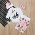 thumbnail image 4 of Newborn Baby Girls Little Sister Outfits Romper Playsuit Tops + Long Pants + Hat + Headband 4Pcs Clothes Set, 4 of 13