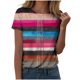 thumbnail image 1 of Camisetas Casuales de las Mujeres Estampadas Cuello Tripulado Manga Corta Superior, Ligera Mezcla de Poliéster Blusa de Moda, 1 of 4