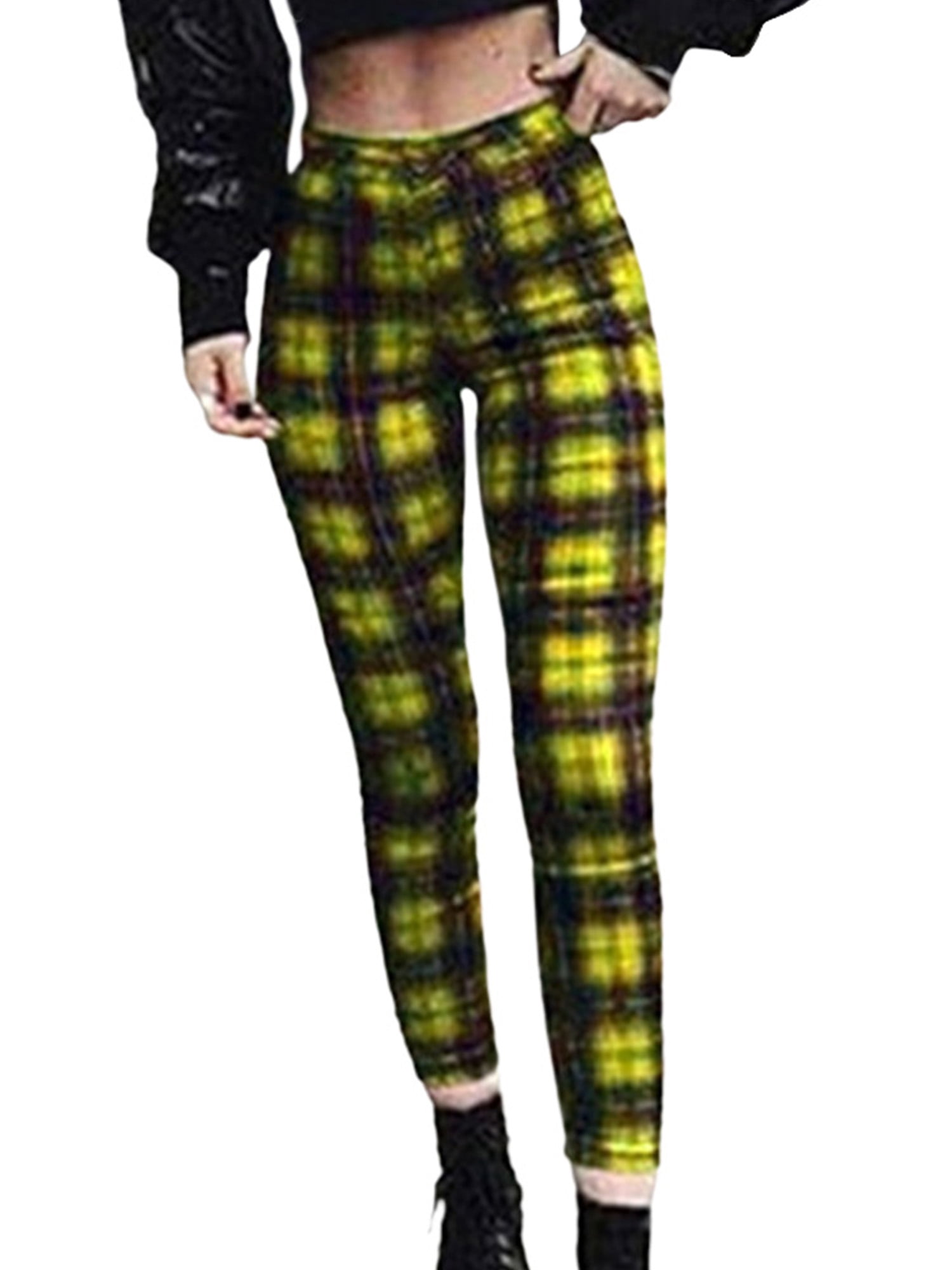 yellow checkered leggings