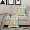 thumbnail image 3 of ABSOP Spring Easter Pillow Covers 20x20 Inch Set of 2 Colorful Bunny Buffalo Plaid Pillow Cases Outdoor Linen Square Cushion Cover for Bedroom Home Sofa Couch Bed, 3 of 7