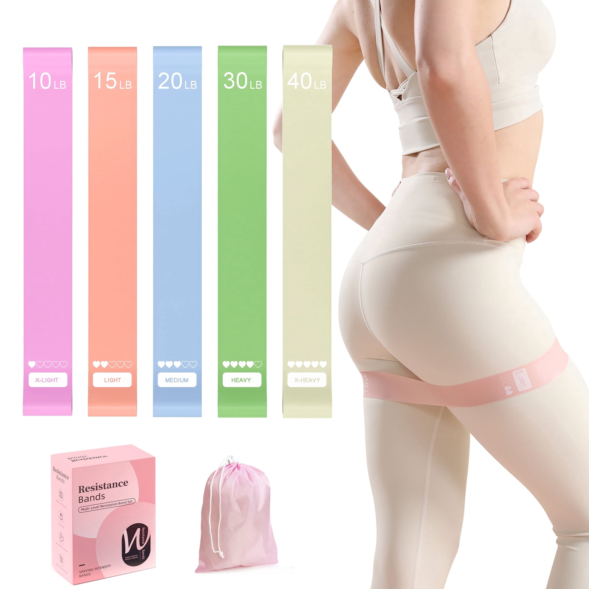 Resistance Bands for Working Out,5-Pack Loop Exercise Bands for Men & Women,Workout Bands for Strength Training,Stretching, Home Gym, Pilates Yoga Physical Therapy, Leg Glute Arm Exercise Kit