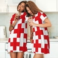 thumbnail image 4 of Fotbe Red Cross 1 Pattern Women's Cotton Nightgown Sleepwear Short Sleeves Shirt Casual Print Sleepdress, 4 of 6