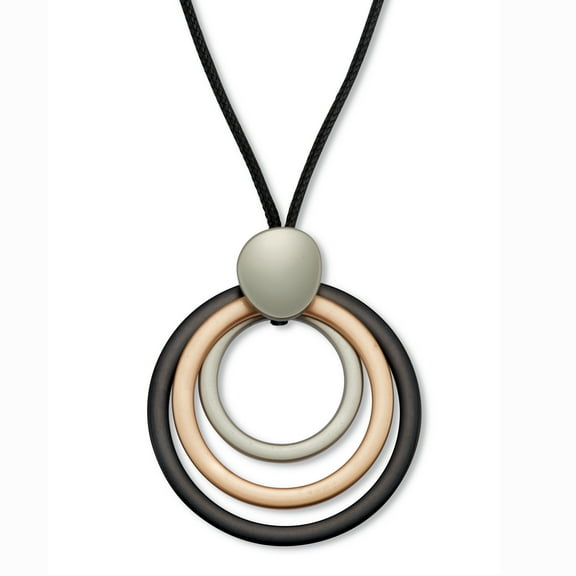 Goldtone Nested Circle Pendant Cord Necklace 30-inch