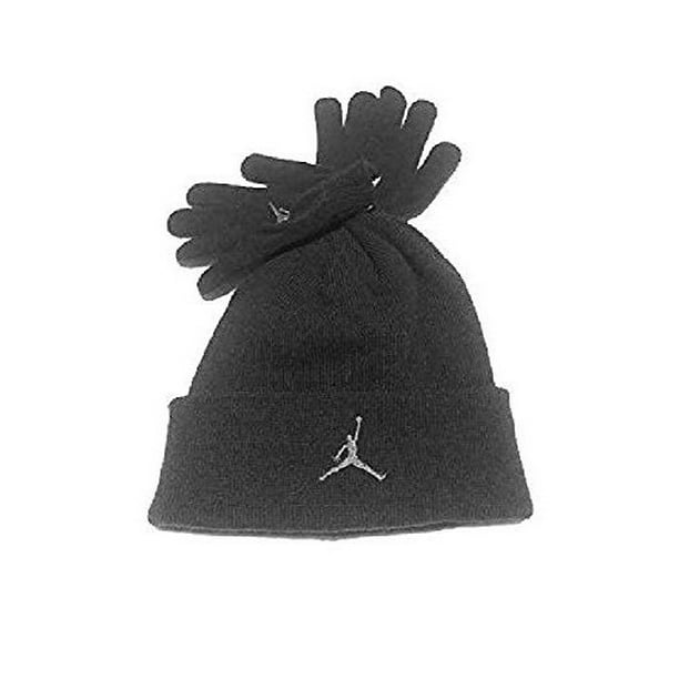 Nike Nike Air Jordan Boys Winter Hat Beanie Cap Gloves Set Black/Grey