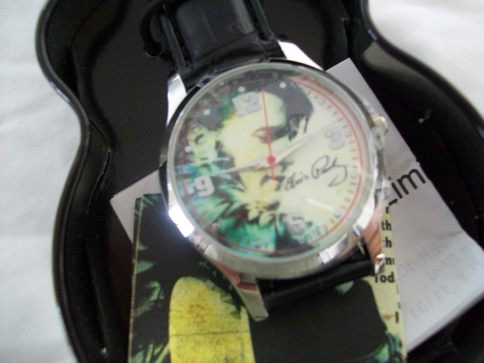 Elvis Presley Mens Watch Multicolor Dial Silver Tone Black Leather Quartz EPE Vintage Elvis Presley Watch / EPE 2003 / Unisex Watch / Rare  main image 2