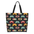 thumbnail image 1 of Fotbe Retro Video Game Bolsa Tote Estética de Lona con Estampado para Mujer - Bolsa Reutilizable de Hombro Casual para Vacaciones, Compras, Trabajo y Gimnasio, 1 of 8