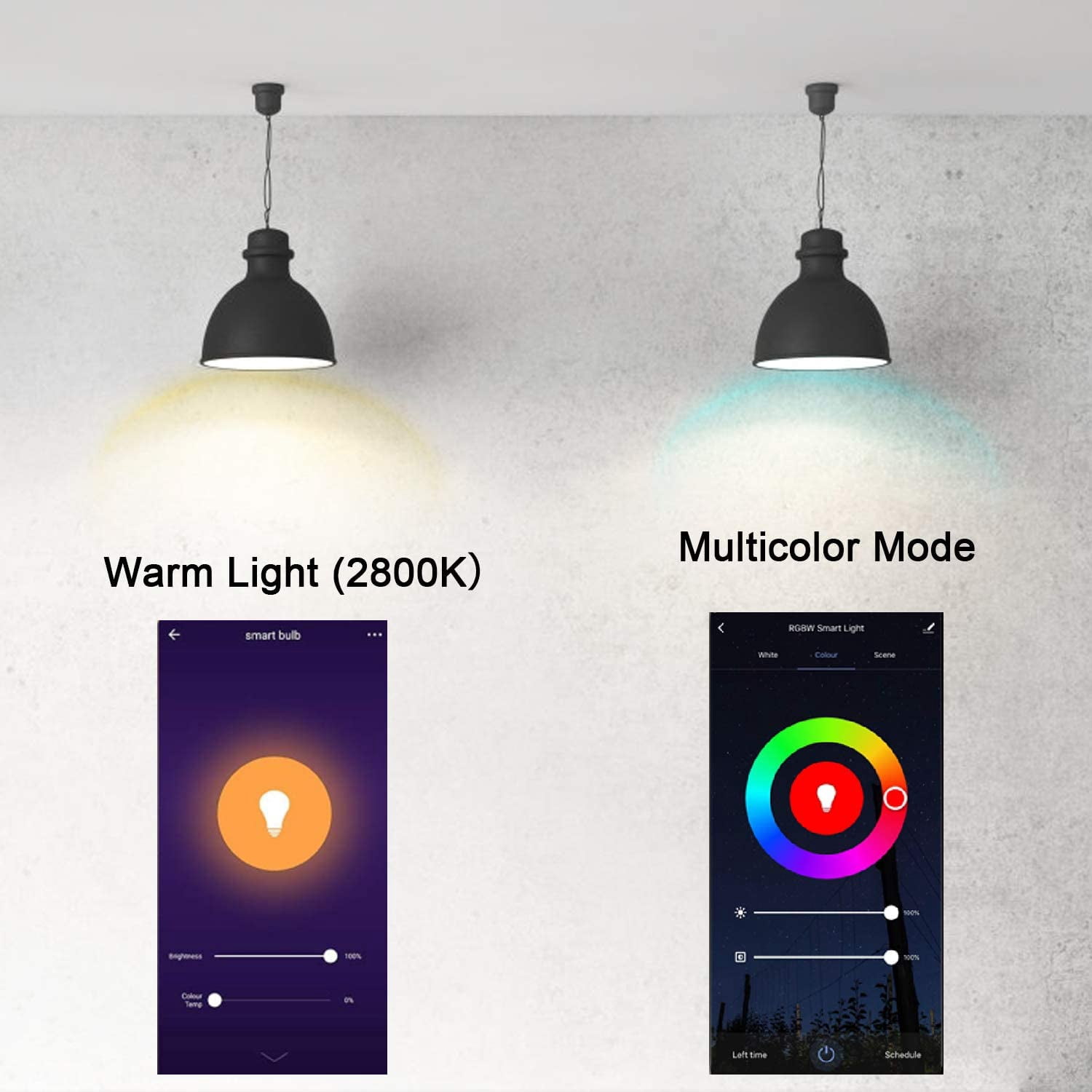 XODO Smart Light Bulb, Color Changing Wi-Fi LED Light Bulbs with App and Voice Control, 4-Pack